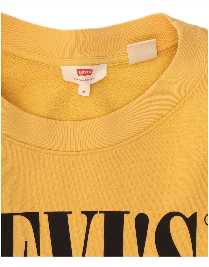 Levi's Sweat-shirt oversize court graphique pour femme UK 14 Jaune moyen