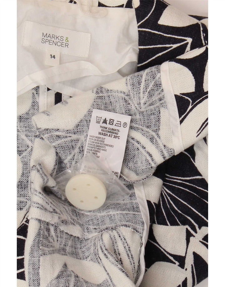 Marks & Spencer Veste blazer à manches 3/4 pour femme UK 14 Medium White Floral