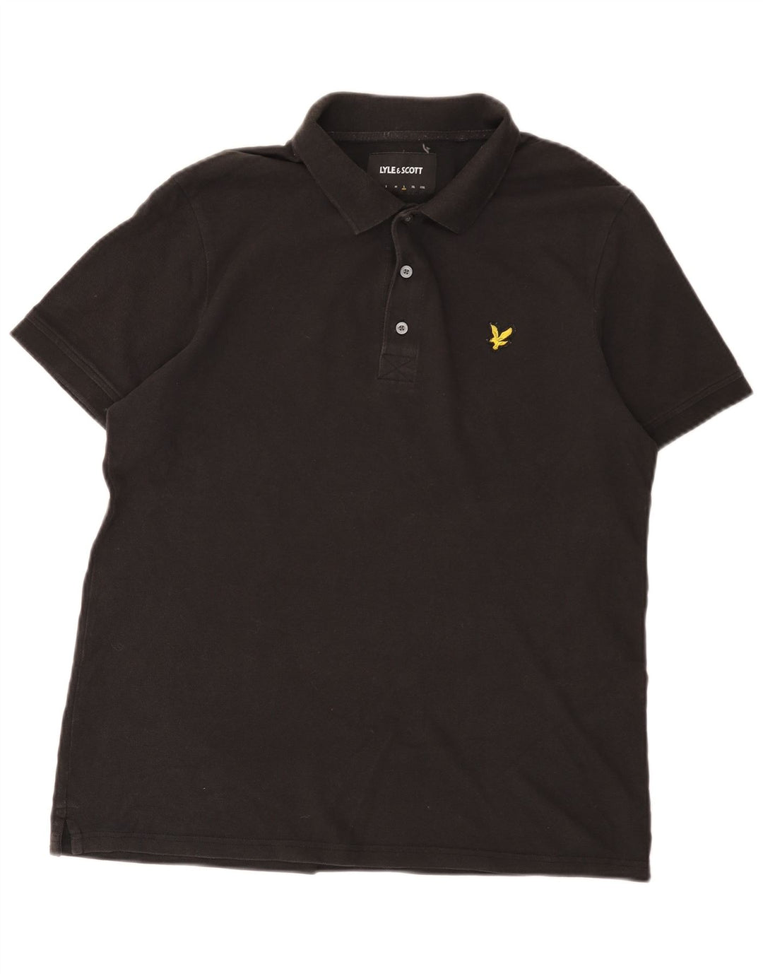 Lyle & Scott Mens Polo Shirt Large Black Cotton