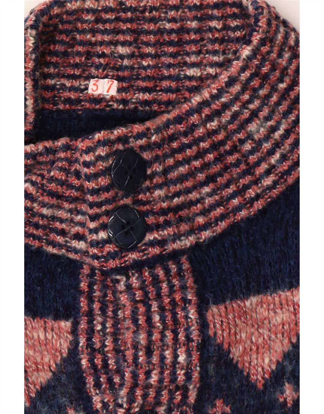 Vintage Mens Cardigan Sweater Medium Pink Geometric