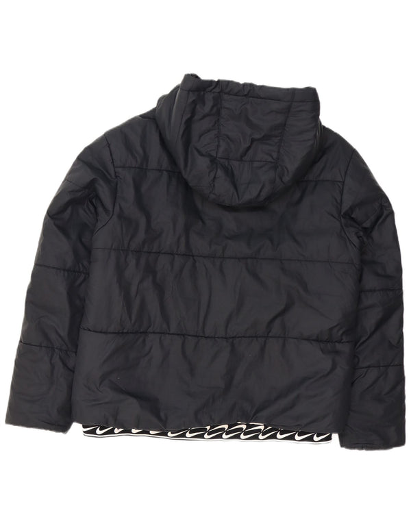 Giacca imbottita con cappuccio grafico Nike da donna UK 16 grande poliestere nero