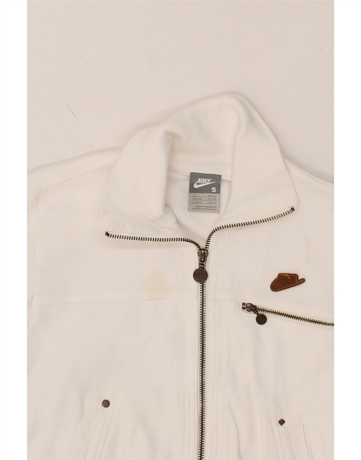 NIKE Womens Tracksuit Top Jacket UK 8/10 Small White Cotton Vintage Nike and Second-Hand Nike from Messina Hembry 