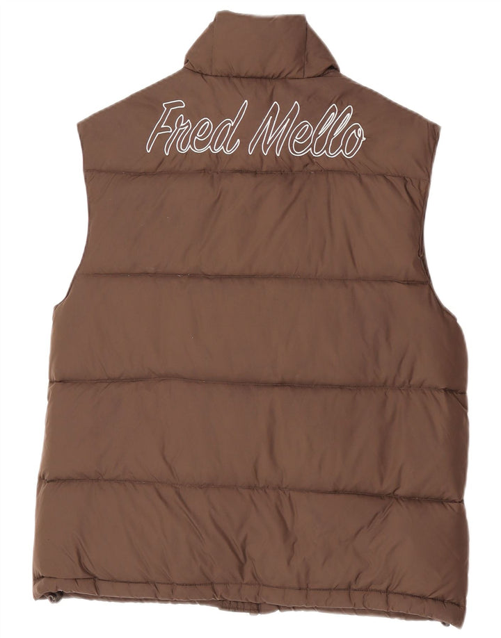 Fred Mello Herre grafisk polstret Gilet UK 40 medium brun polyamid