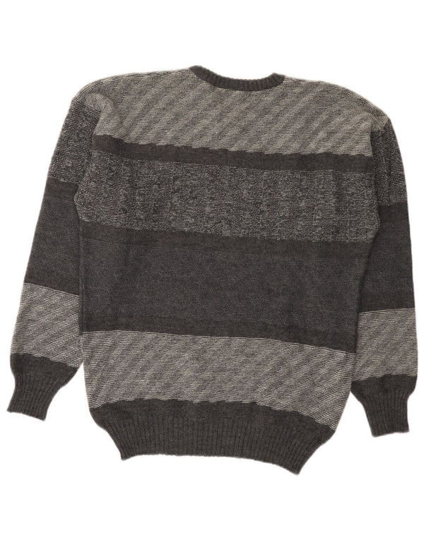 Maglione Ferrari da uomo girocollo IT 52 in lana di alpaca a righe grigie grandi