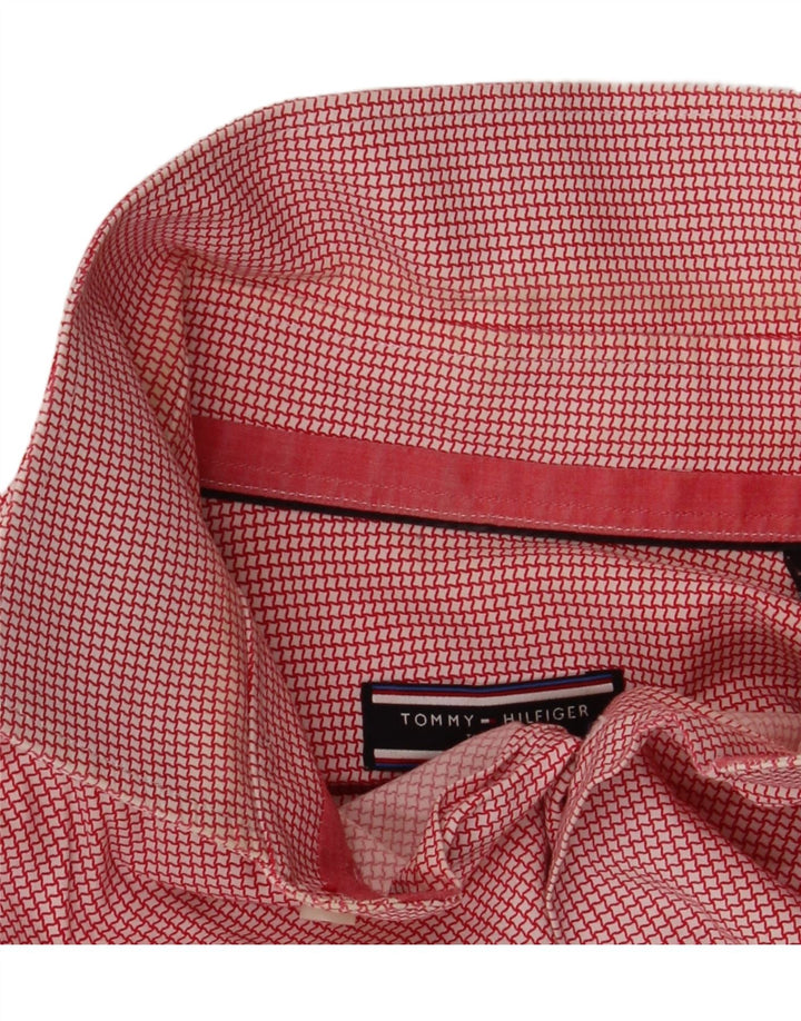 Tommy Hilfiger Mens Tailored Shirt Size 39 15 1/2 Medium Red Houndstooth