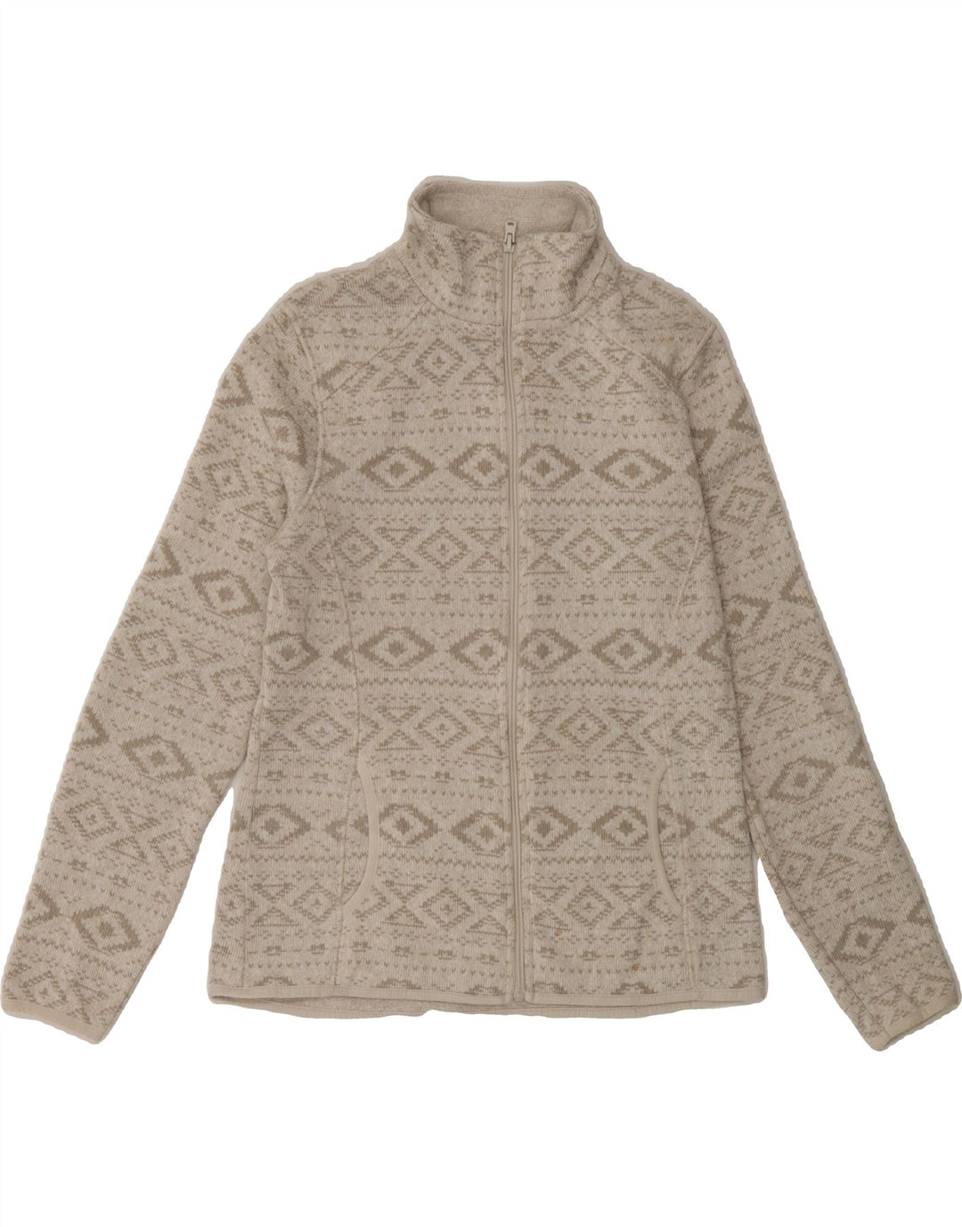 EDDIE BAUER Womens Tracksuit Top Jacket UK 12 Medium Grey Fair Isle Vintage Eddie Bauer and Second-Hand Eddie Bauer from Messina Hembry 