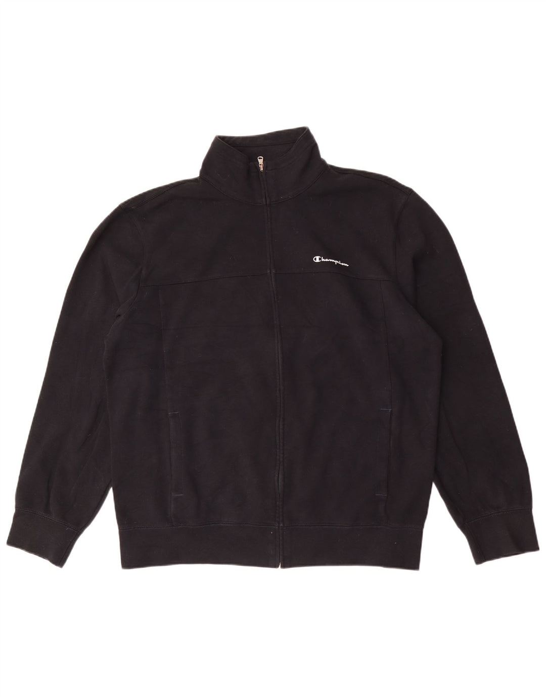 Champion Mens Tracksuit Top Jacket 2XL Black Cotton