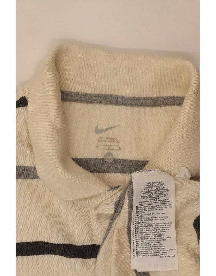 Polo Nike da uomo in cotone a righe bianche medie