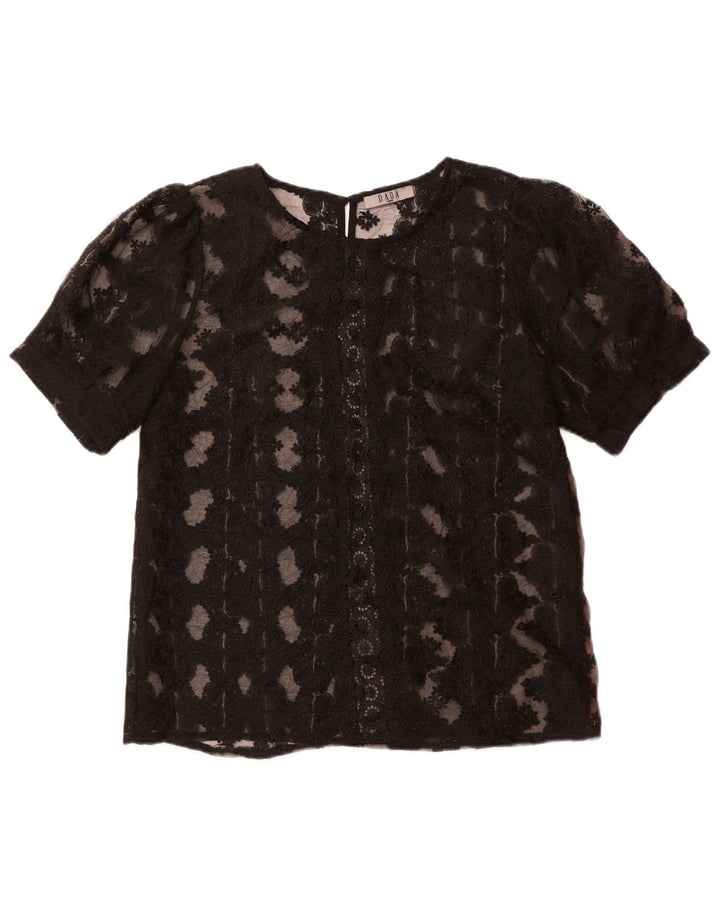DADA Womens Blouse Top UK 14 Large Black Floral