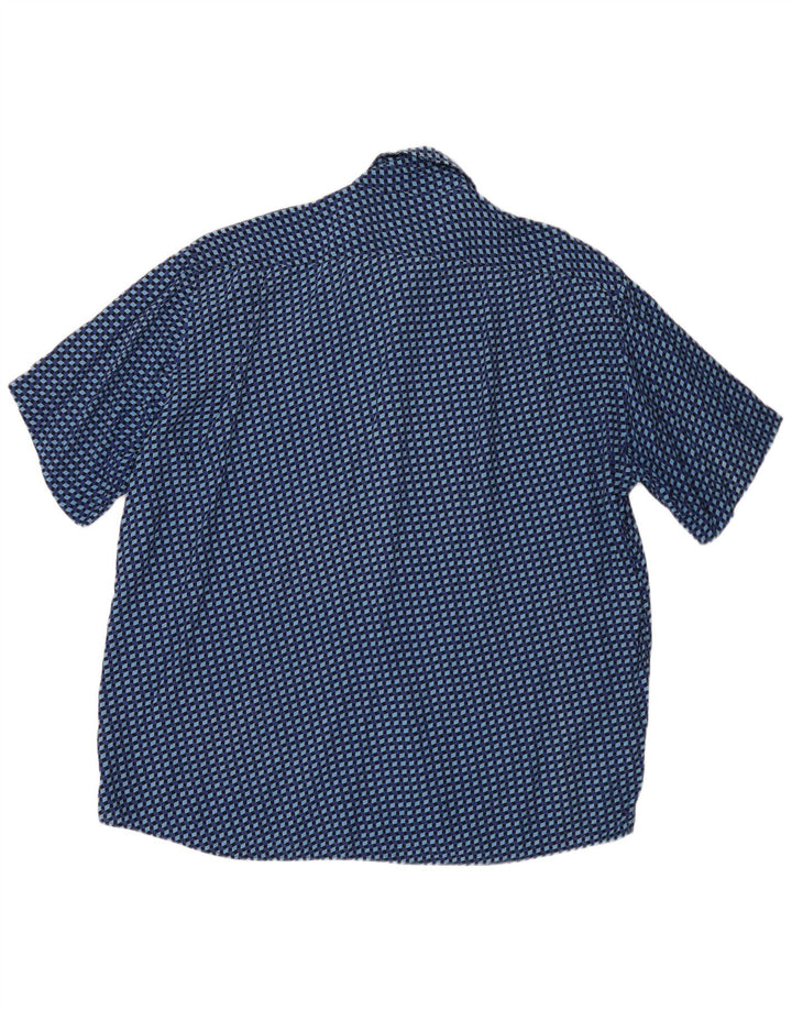 Vintage Mens Short Sleeve Shirt 2XL Blue Geometric