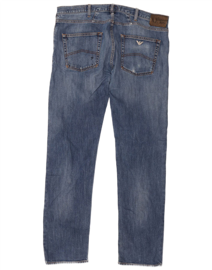 Armani Mens J45 Regular Straight Jeans W38 L34 Blue Cotton