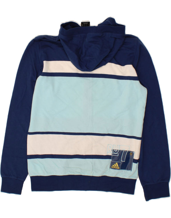 ADIDAS Mens Zip Hoodie Sweater Small Navy Blue Colourblock Cotton