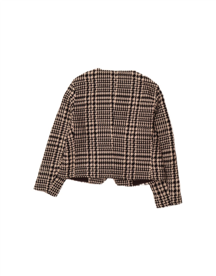 VINTAGE Womens Crop Blazer Jacket IT 46 Large Black Geometric Polyester Vintage Vintage and Second-Hand Vintage from Messina Hembry 