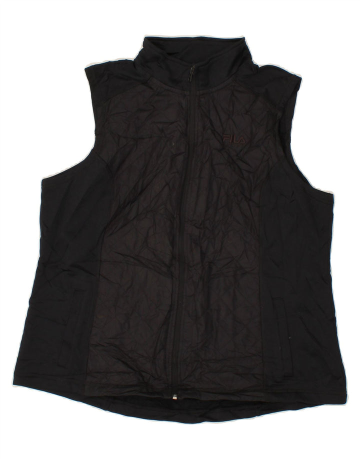 FILA Womens Sleeveless Tracksuit Top Jacket UK 18 XL Black Polyester Vintage Fila and Second-Hand Fila from Messina Hembry 