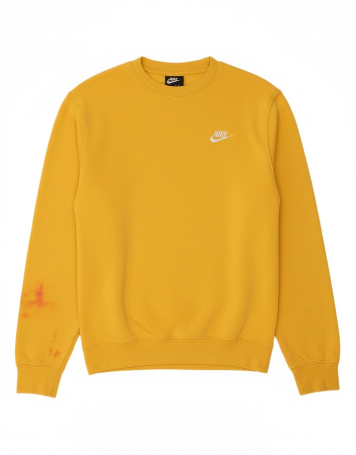 NIKE Mens Sweatshirt Jumper XS Yellow Cotton
