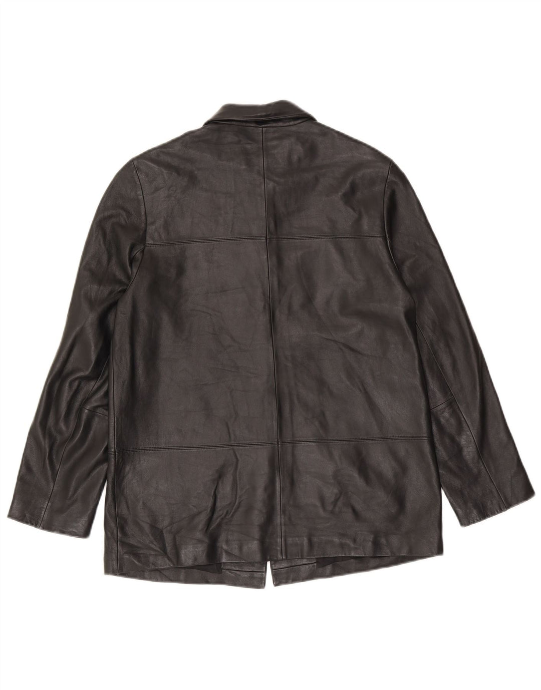 Marks & Spencer Womens Leather Jacket UK 12 Medium Black Leather