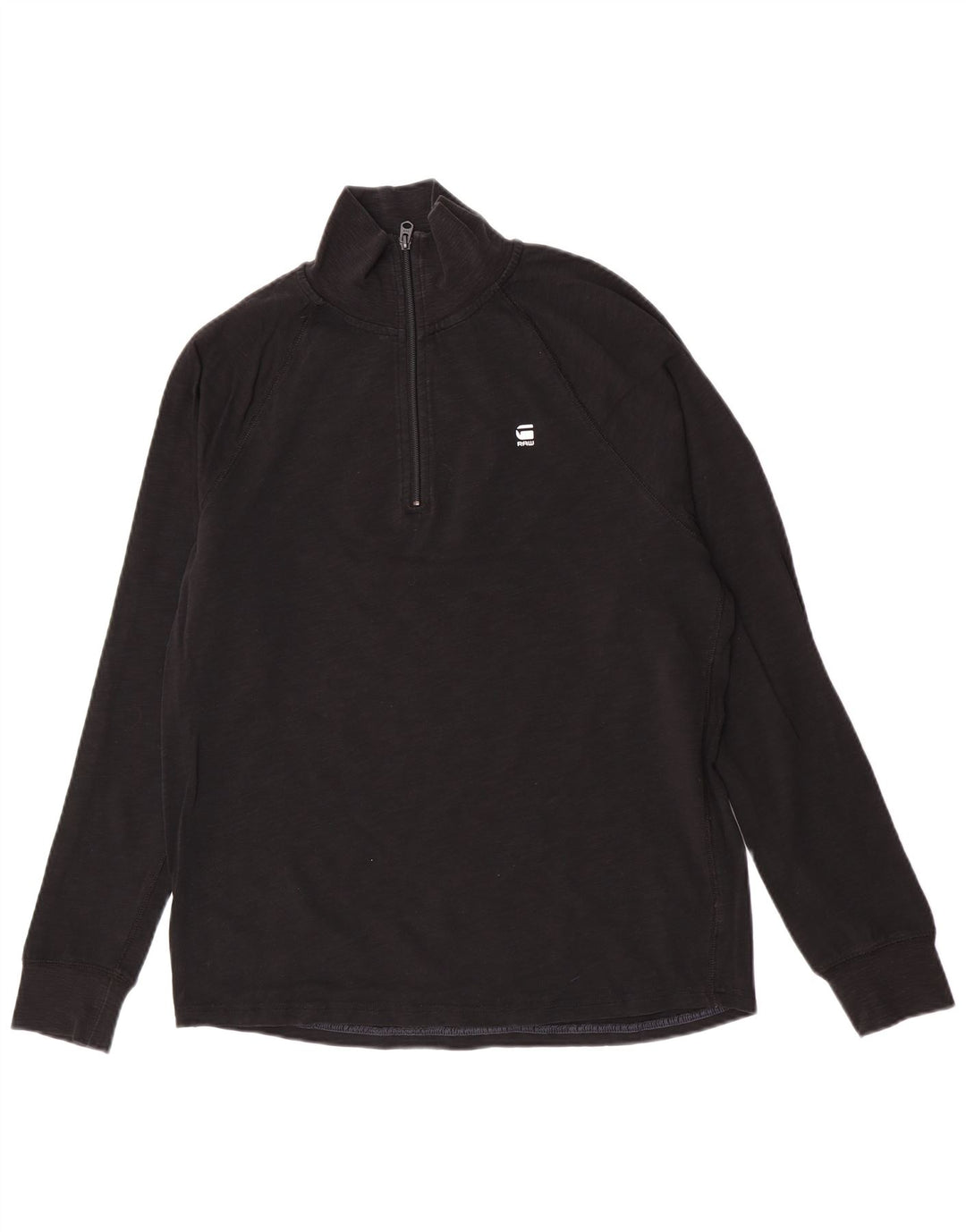 G-Star Mens Zip Neck Top Long Sleeve Large Black