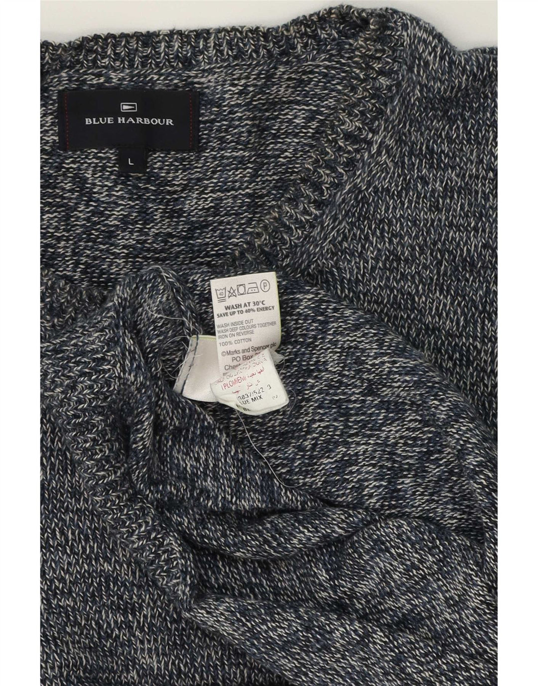 Marks & Spencer Herren-Pullover „Harbor“ in Blau mit Rundhalsausschnitt, Größe L, Marineblau