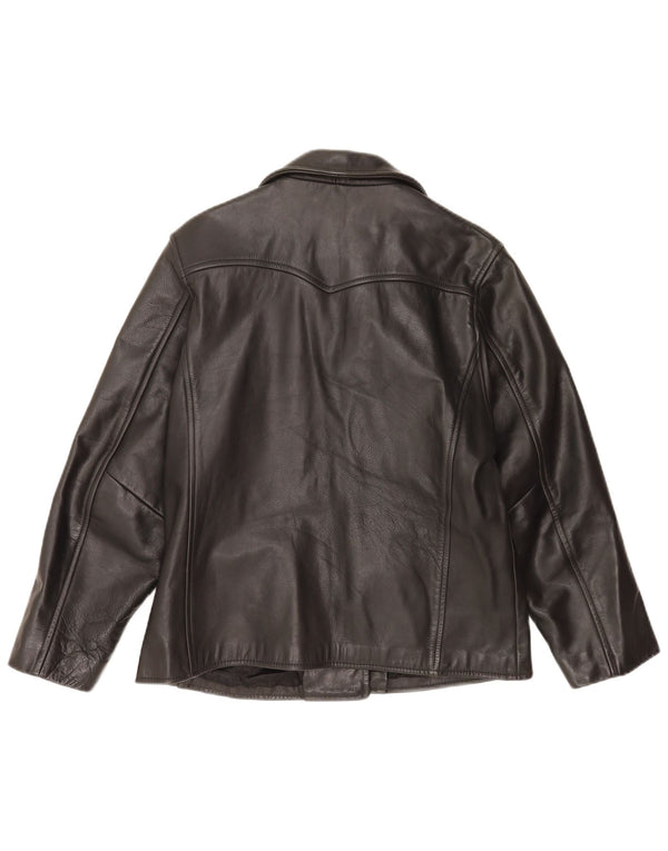 Club Monaco Womens Leather Jacket UK 14 Medium Black Leather