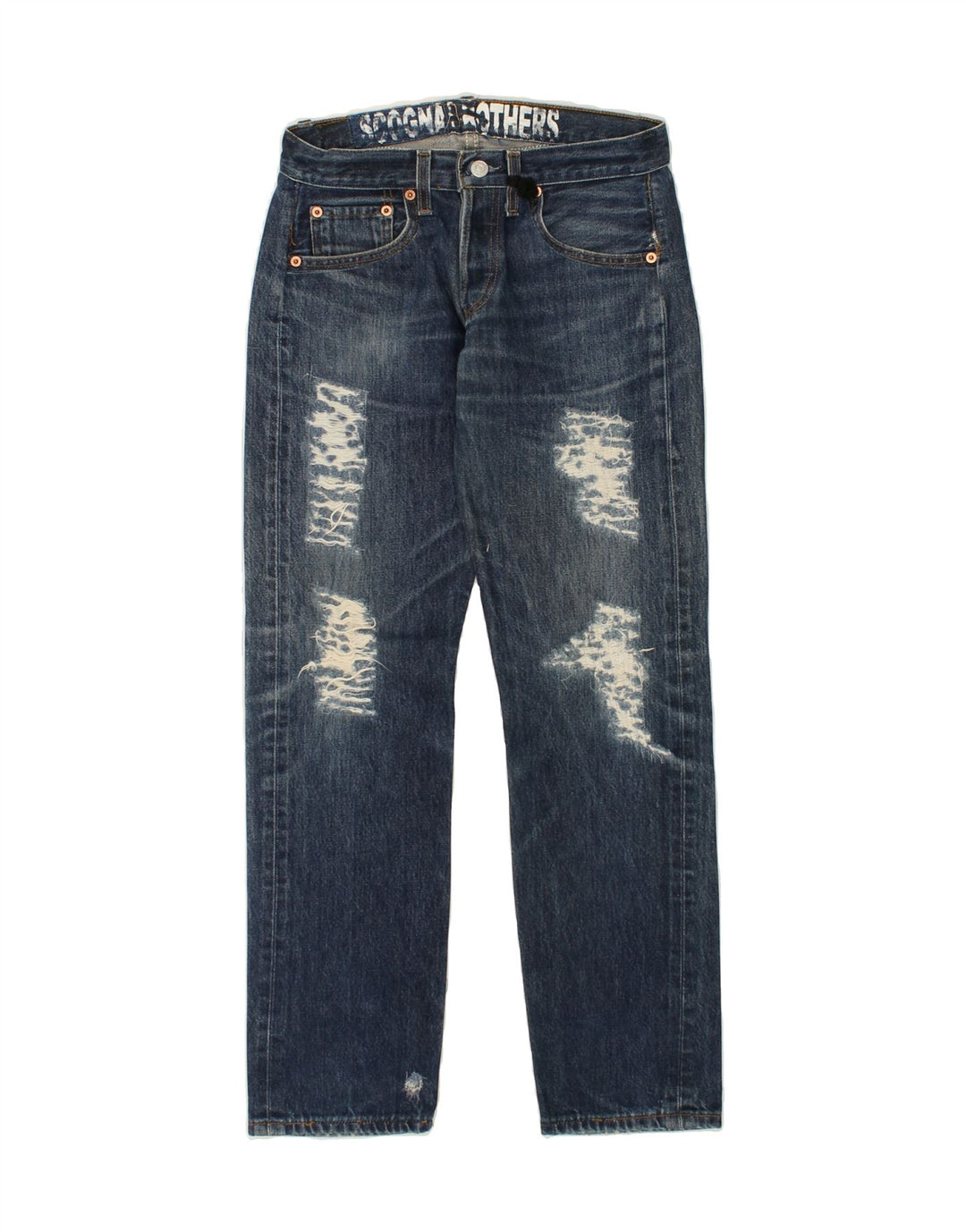 LEVI'S Womens Distressed Straight Jeans W28 L30 Navy Blue Vintage Levi's and Second-Hand Levi's from Messina Hembry 