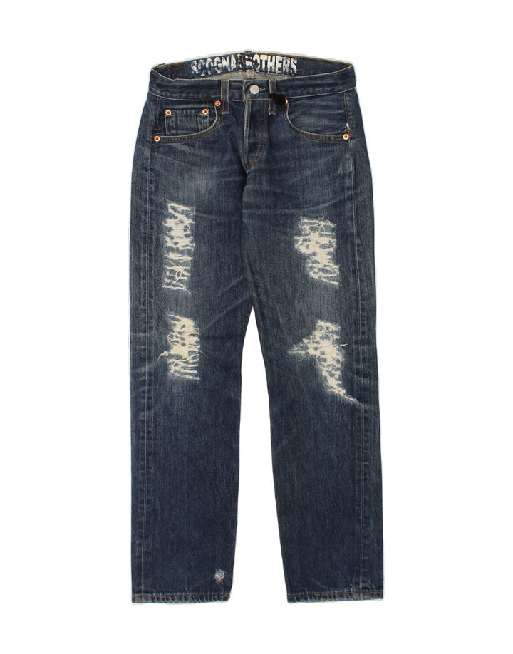 LEVI'S Womens Distressed Straight Jeans W28 L30 Navy Blue Vintage Levi's and Second-Hand Levi's from Messina Hembry 