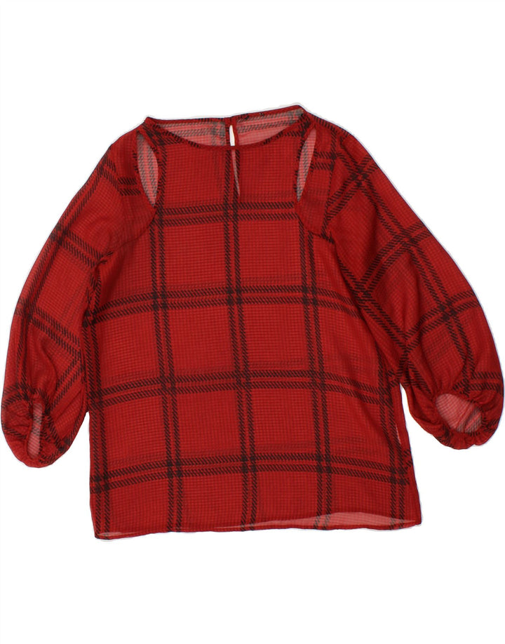 VINTAGE Womens See Through Blouse Top UK 12 Medium Red Check | Vintage Vintage | Thrift | Second-Hand Vintage | Used Clothing | Messina Hembry 
