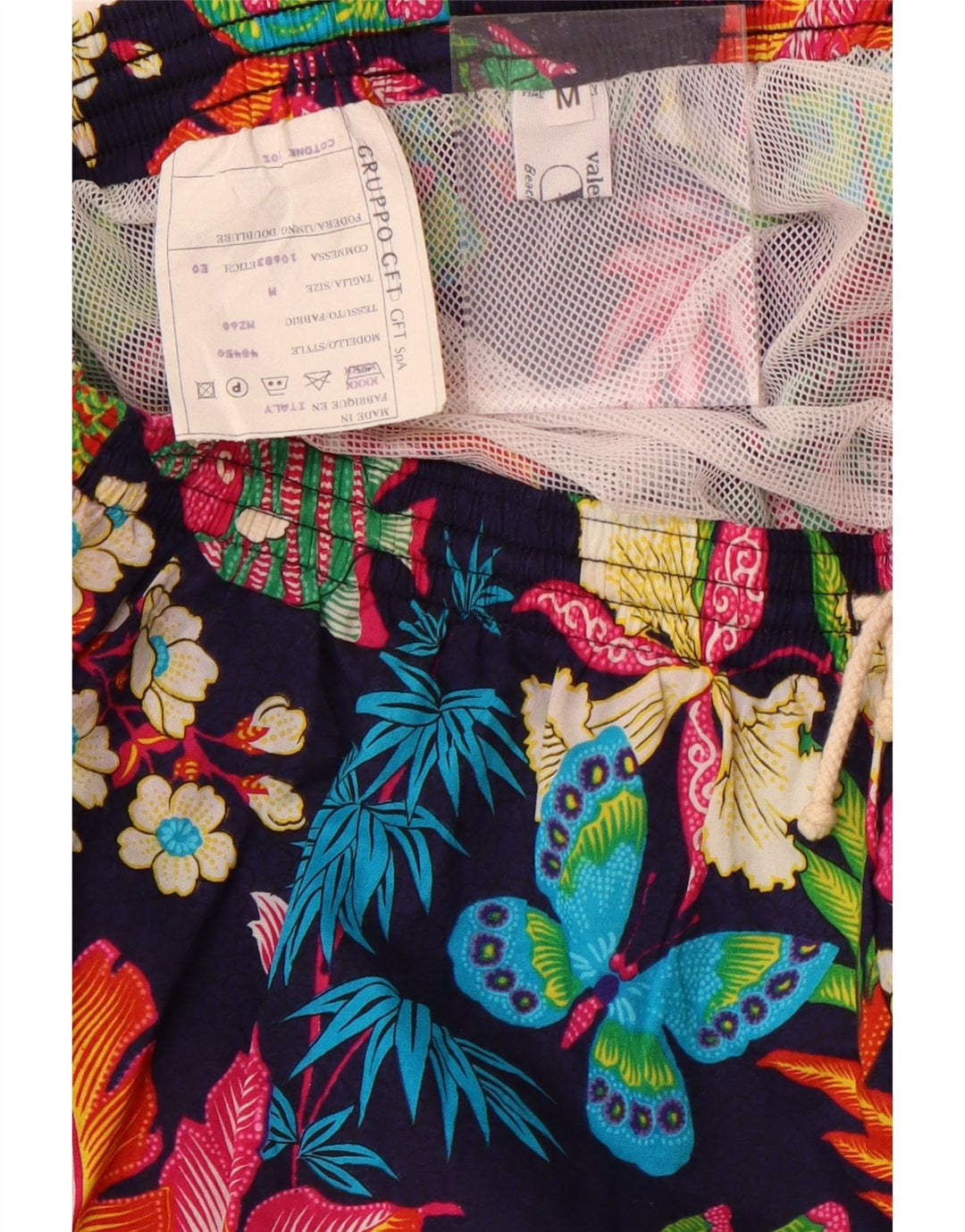 Valentino Mens Sport Shorts Medium Navy Blue Floral Cotton