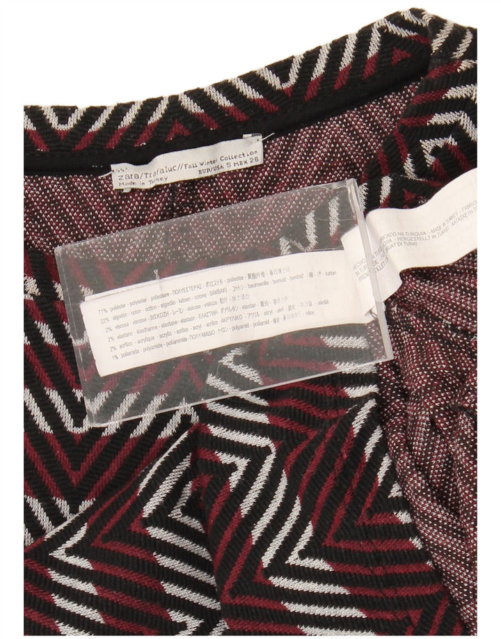 Zara Womens Trafaluc Basic Dress UK 8 Small Burgundy Chevron Polyester