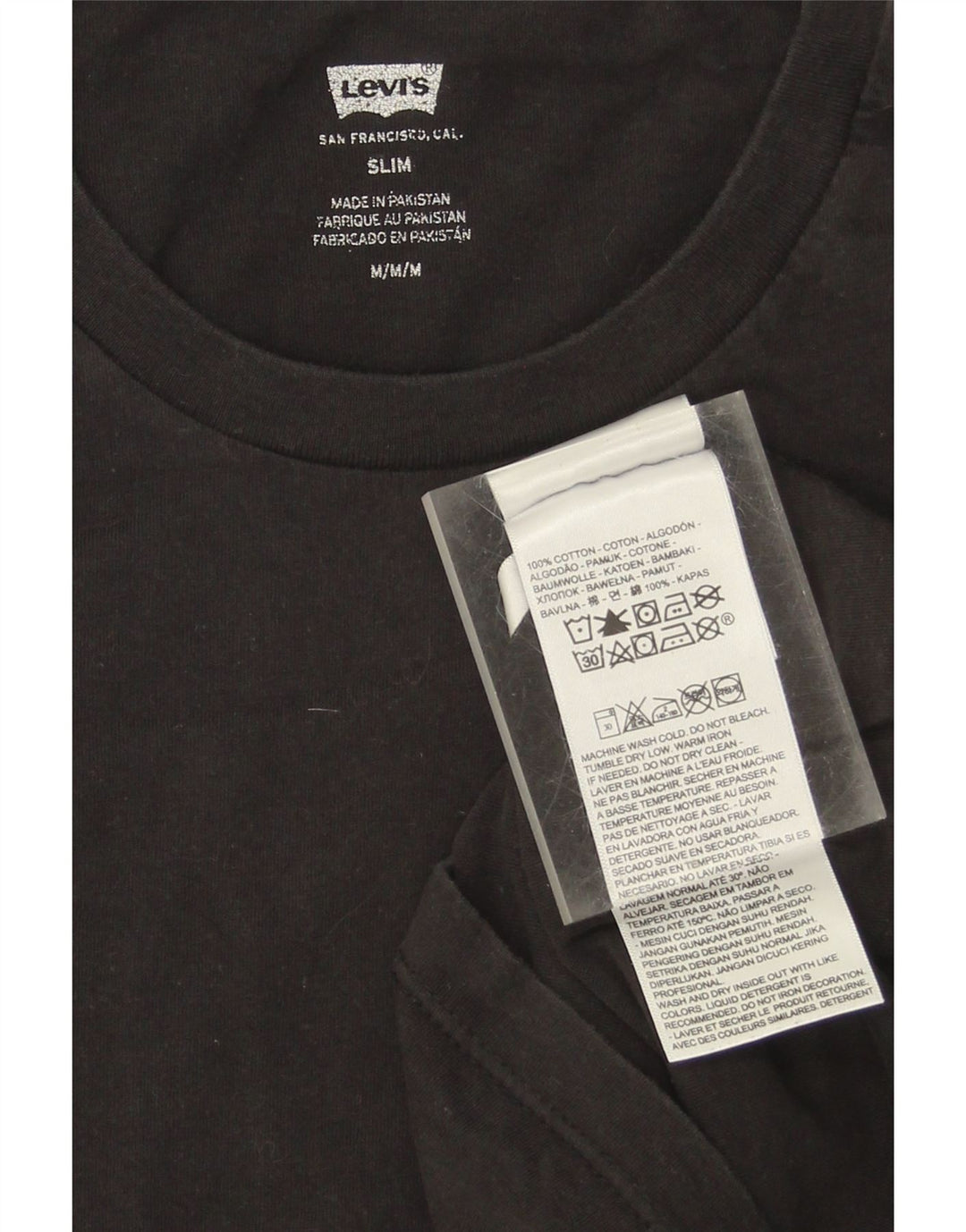 LEVI'S Mens Slim T-Shirt Top Medium Black Cotton Vintage Levi's and Second-Hand Levi's from Messina Hembry 