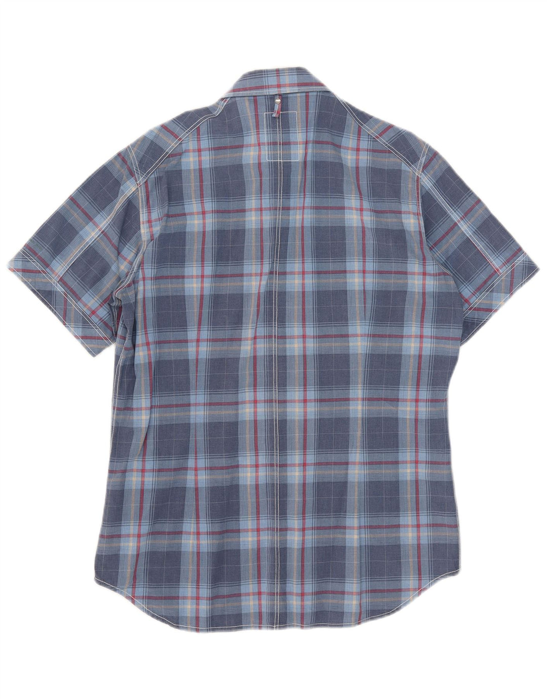 G-Star Mens Short Sleeve Shirt Large Blue Check Cotton