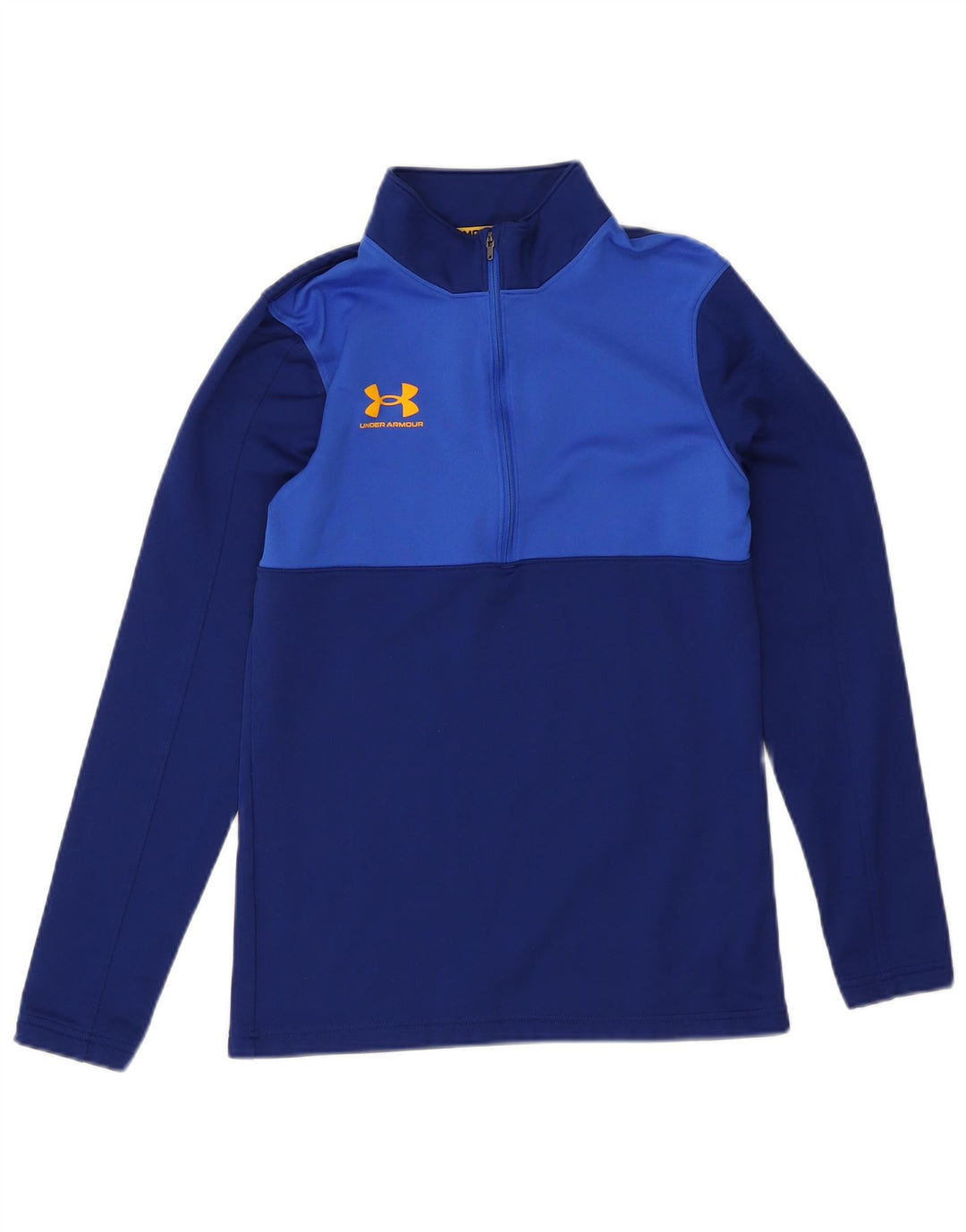 Under Armour Mens Zip Neck Top Long Sleeve Small Navy Blue Colourblock