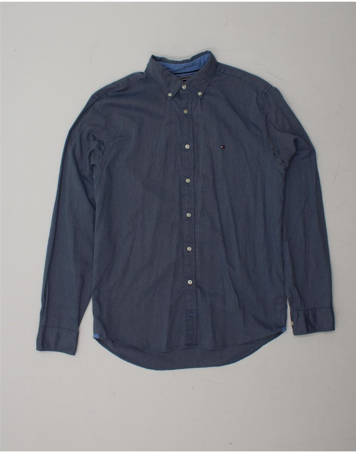 TOMMY HILFIGER Mens Shirt Medium Blue Spotted