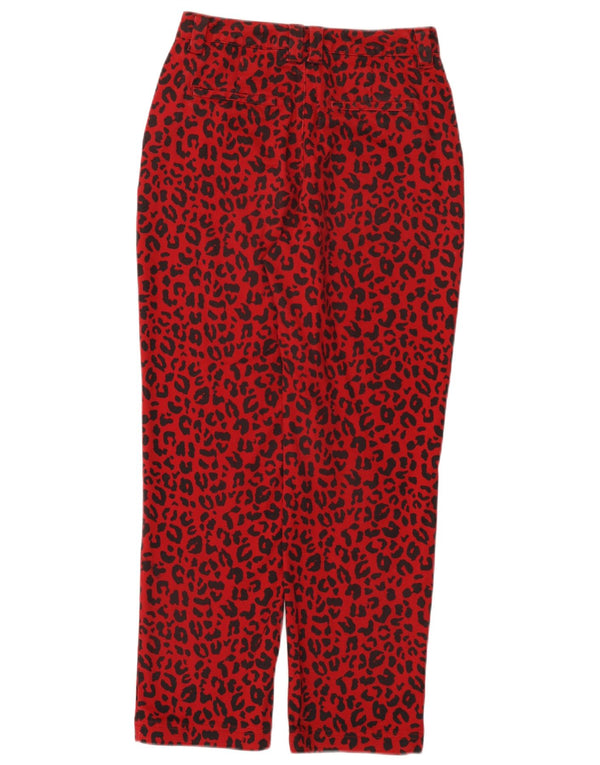 Pantaloni larghi da donna a vita alta Vans W24 L28 in cotone con stampa animalier rossa
