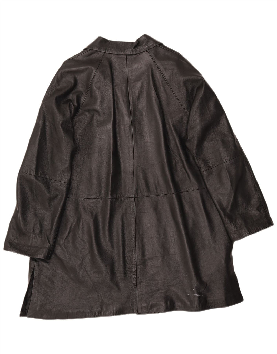 Vintage Womens Oversized Leather Coat IT 46 Large Black Leather