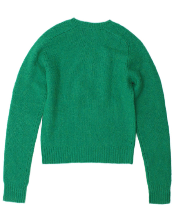 Polo Ralph Lauren Womens Crop Crew Neck Jumper Sweater UK 6 XS Green Wool