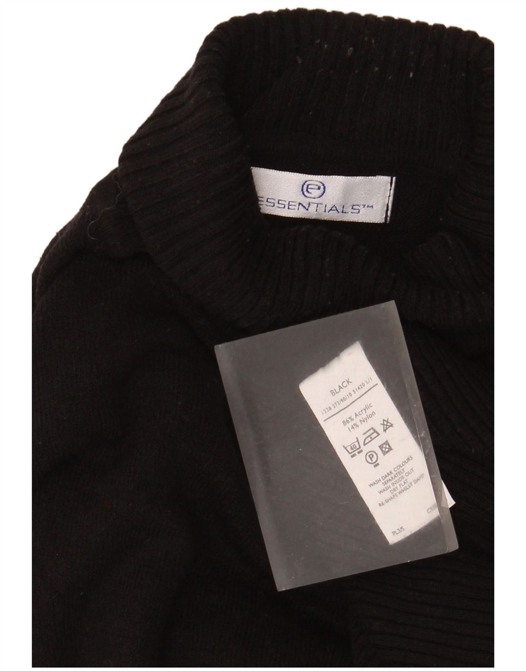 Maglione maglione da donna Essentials con collo alto UK 14 acrilico nero medio