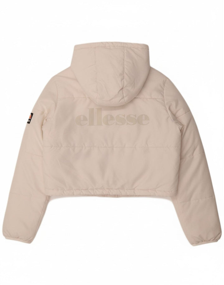 ELLESSE Womens Hooded Crop Padded Jacket UK 14 Large White Polyester