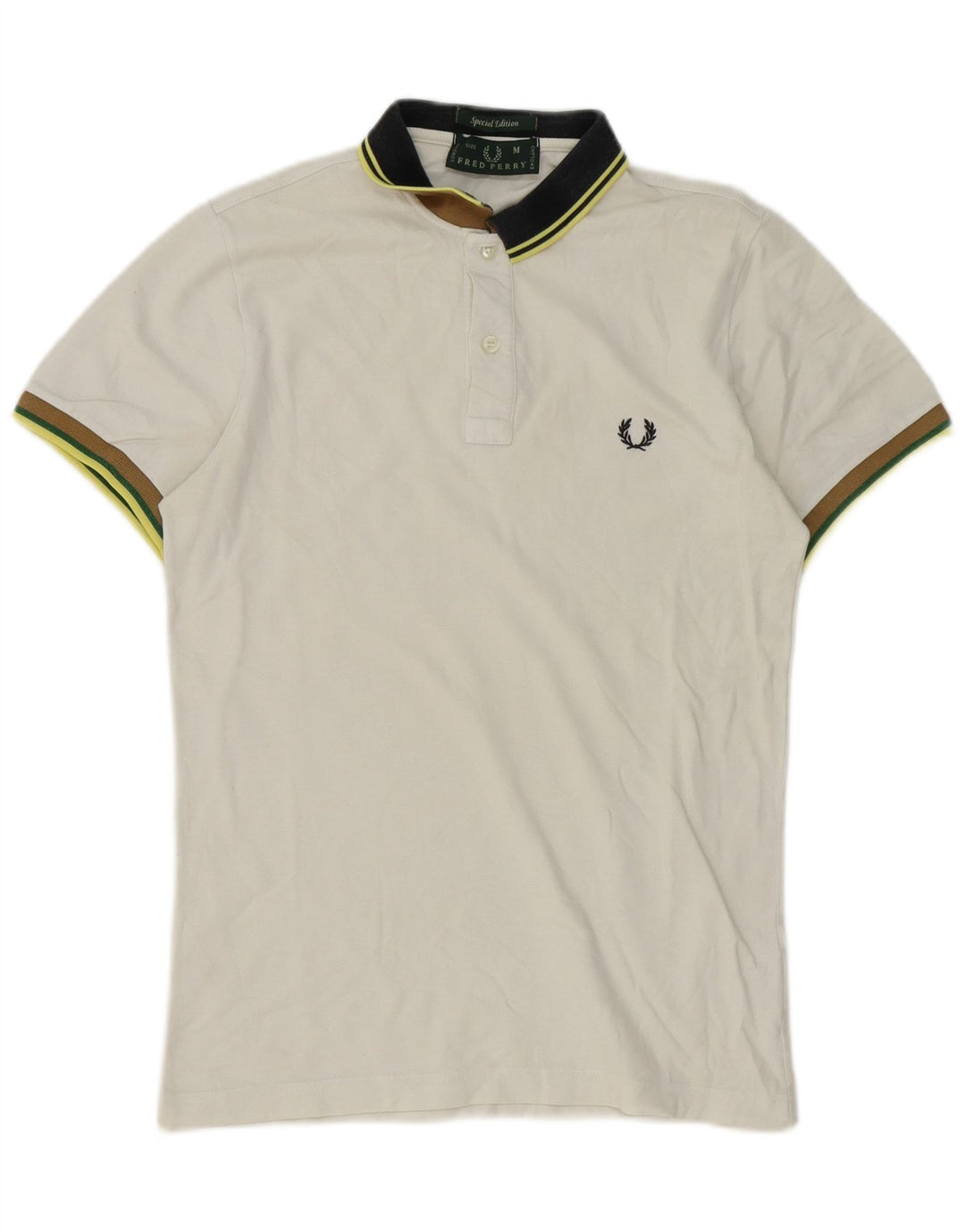 Fred Perry Mens Polo Shirt Medium White Cotton