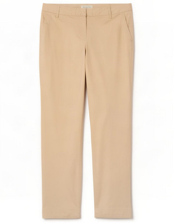 Massimo Dutti Pantaloni da abito slim da donna EU 42 Large W32 L31 Cotone beige