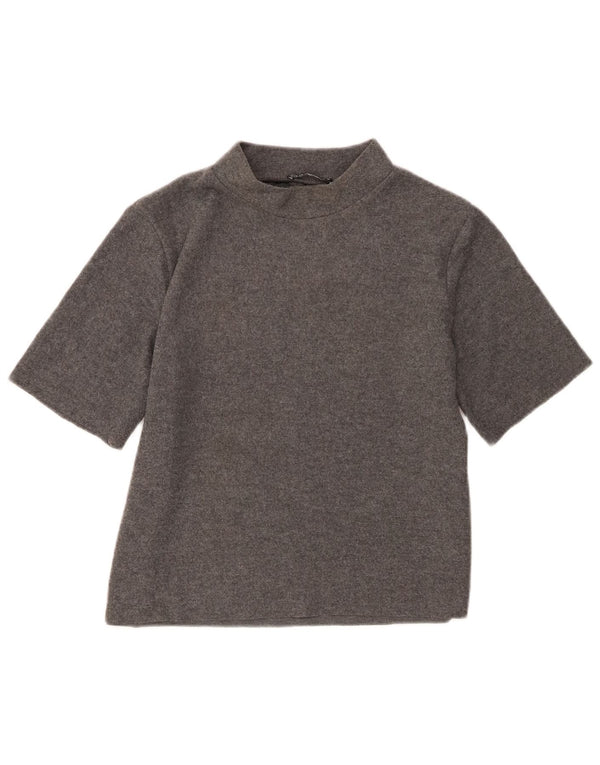 Zara Damen T-Shirt Top UK 14 Large Grau Polyester