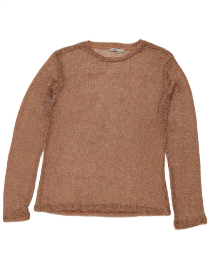 Zara Womens Top Long Sleeve UK 16 Large Gold