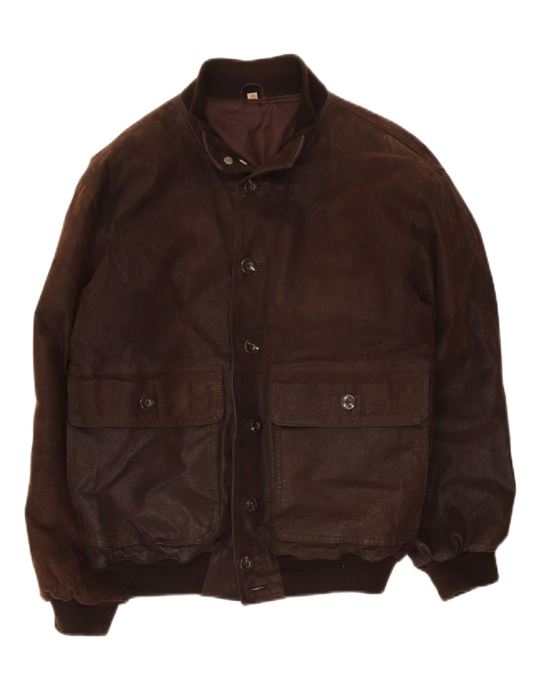 Vintage Mens Bomber Leather Jacket IT 48 Medium Brown