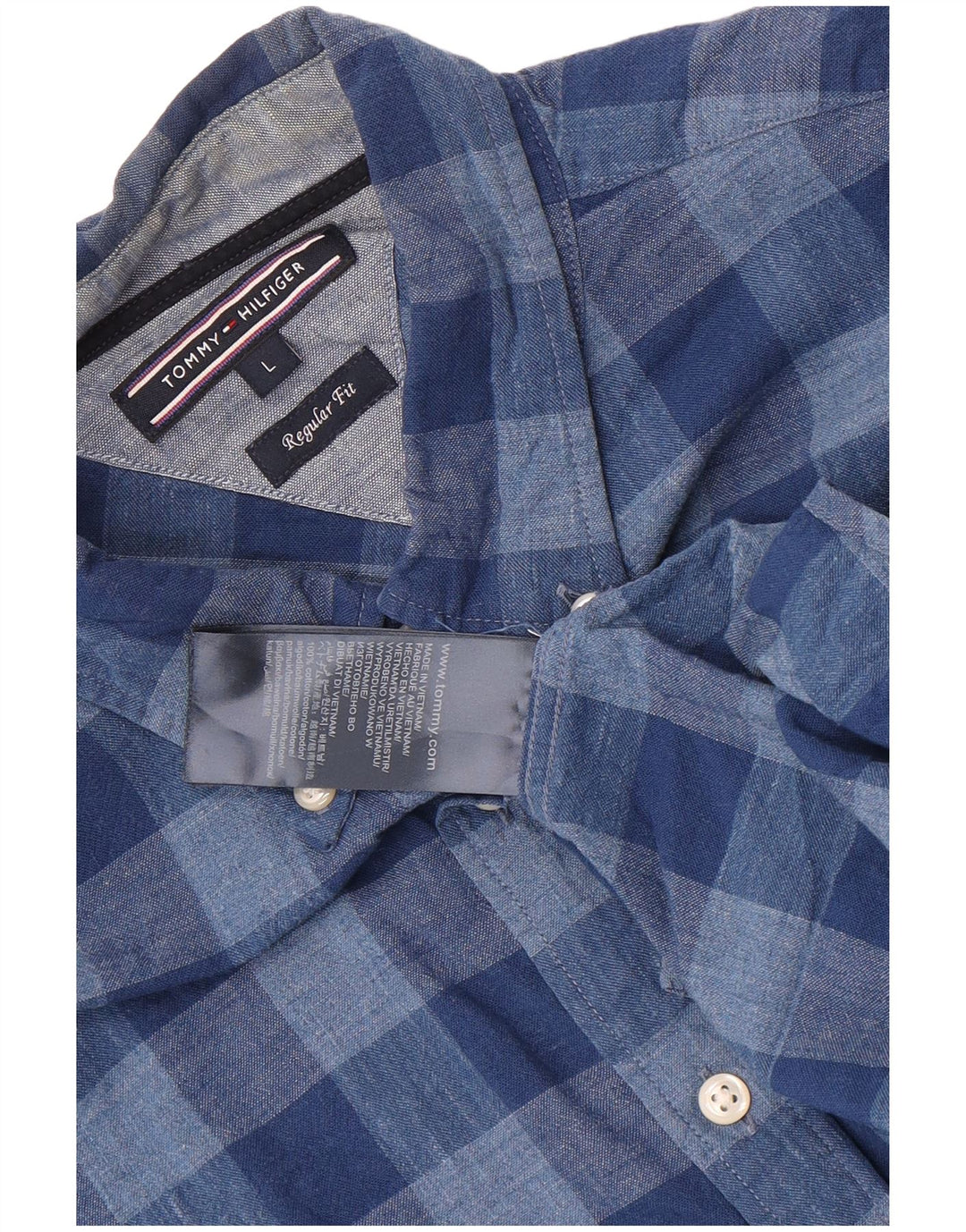 Tommy Hilfiger Uomo Regular Fit Camicia Large Blu in cotone a quadretti