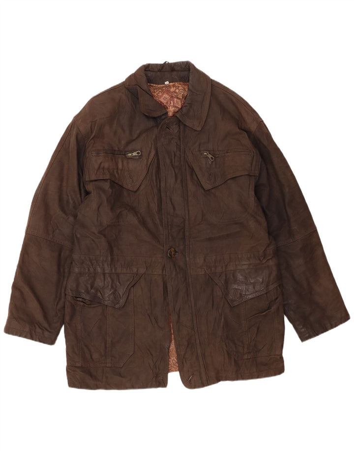 Suprema Mens Leather Jacket IT 48 Medium Brown Leather
