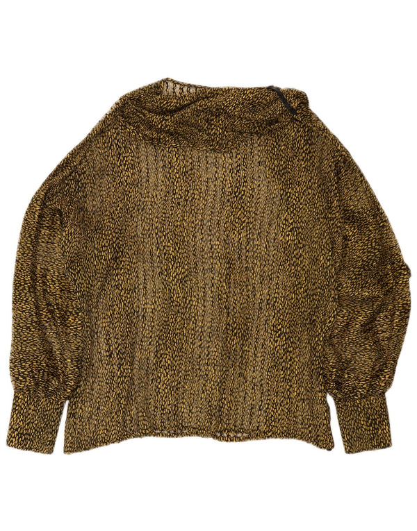 Top camicetta a maniche lunghe da donna vintage UK 16 grande stampa animalier verde
