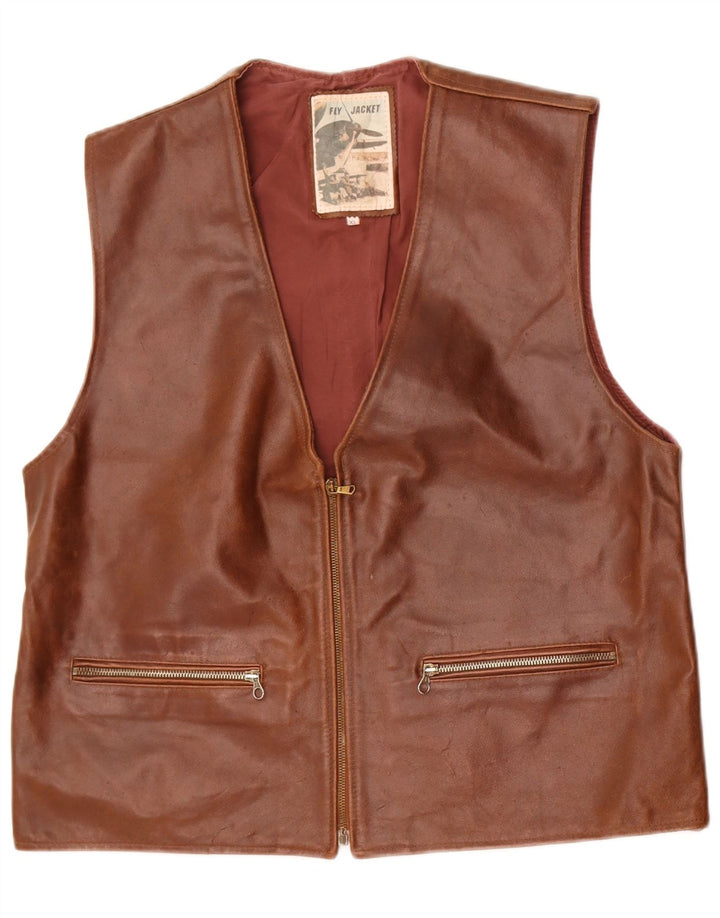 Fly Womens Leather Gilet UK 18 XL Brown Leather