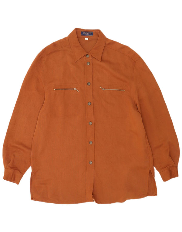 Biaggini Womens Overshirt Shirt UK 14 Medium Brown Viscose