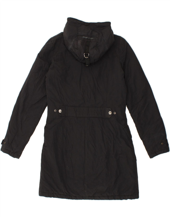 CANADIENS Womens Hooded Windbreaker Coat IT 42 Medium Black Cotton Vintage Canadiens and Second-Hand Canadiens from Messina Hembry 