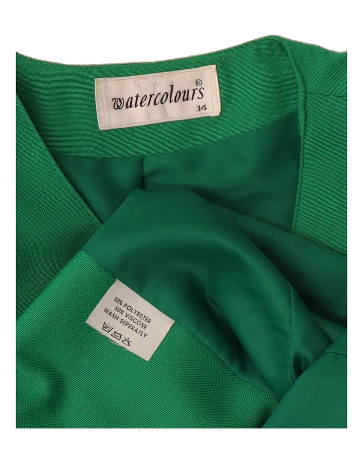 VINTAGE Womens 3 Button Short Sleeve Blazer Jacket UK 14 Large Green Vintage Vintage and Second-Hand Vintage from Messina Hembry 