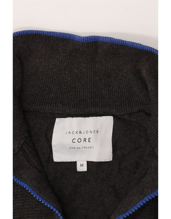 JACK & JONES Mens Zip Neck Jumper Sweater Medium Grey Cotton Vintage Jack & Jones and Second-Hand Jack & Jones from Messina Hembry 